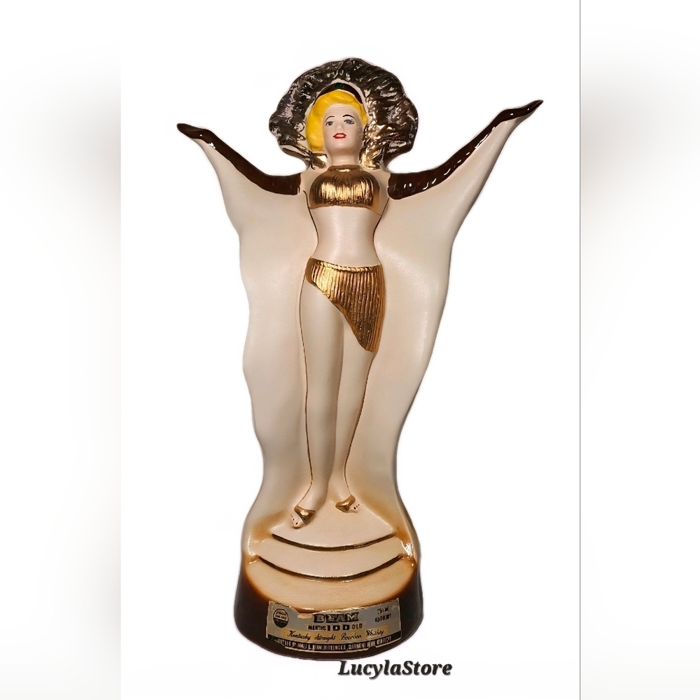 1981 Rare Jim Beam Showgirl Las Vegas Ceramic Decanter Empty Whiskey Bourbon